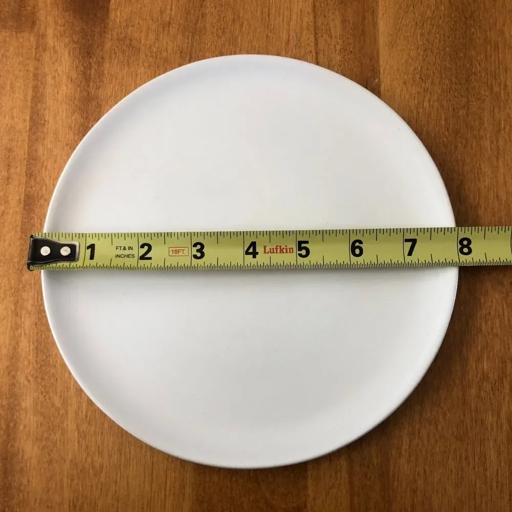Crate & Barrel Salad Lunch Plates Set of 4 Rimmed Stoneware Matte White 8